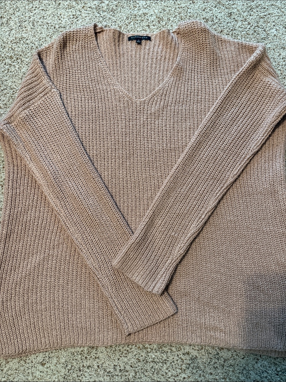 Staccato Taupe V-Neck Lightweight Knit Sweater